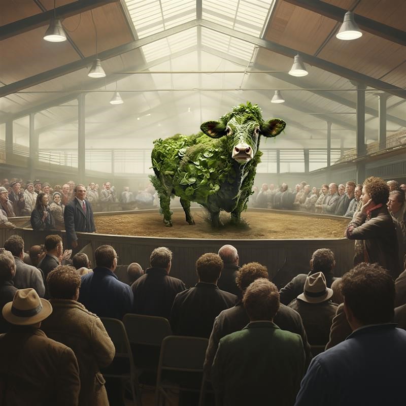 Plant-based cow at auction