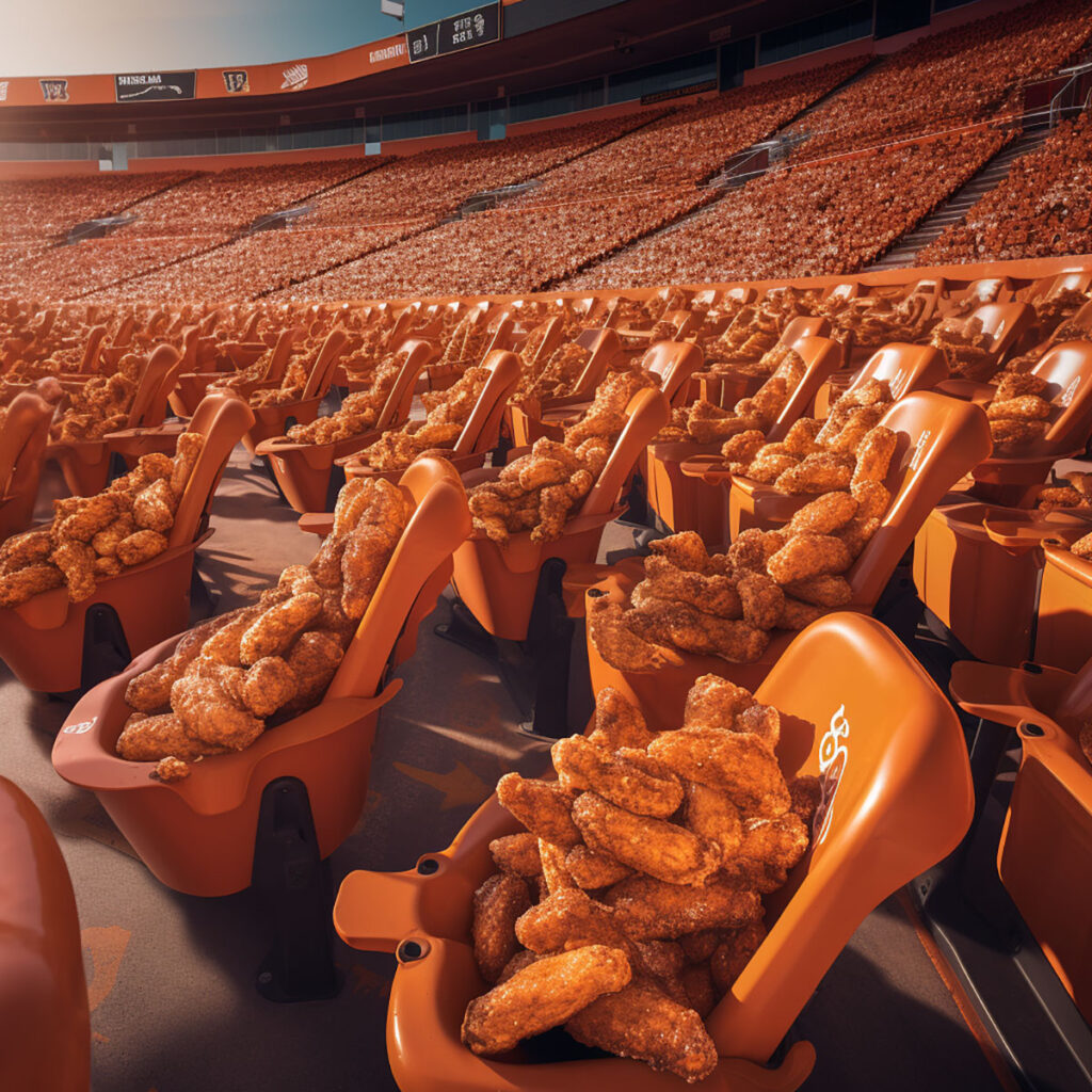 Wings in seats at stadium