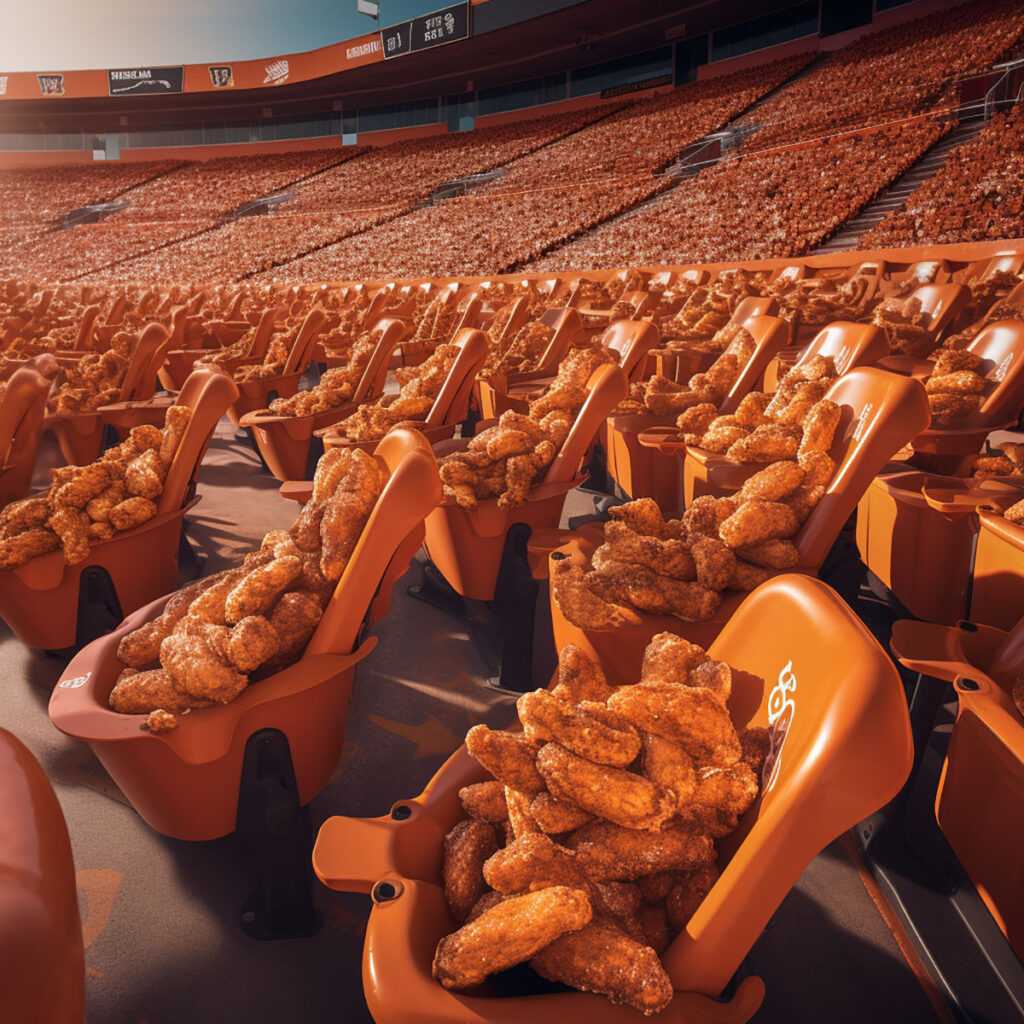 Wings in seats at stadium